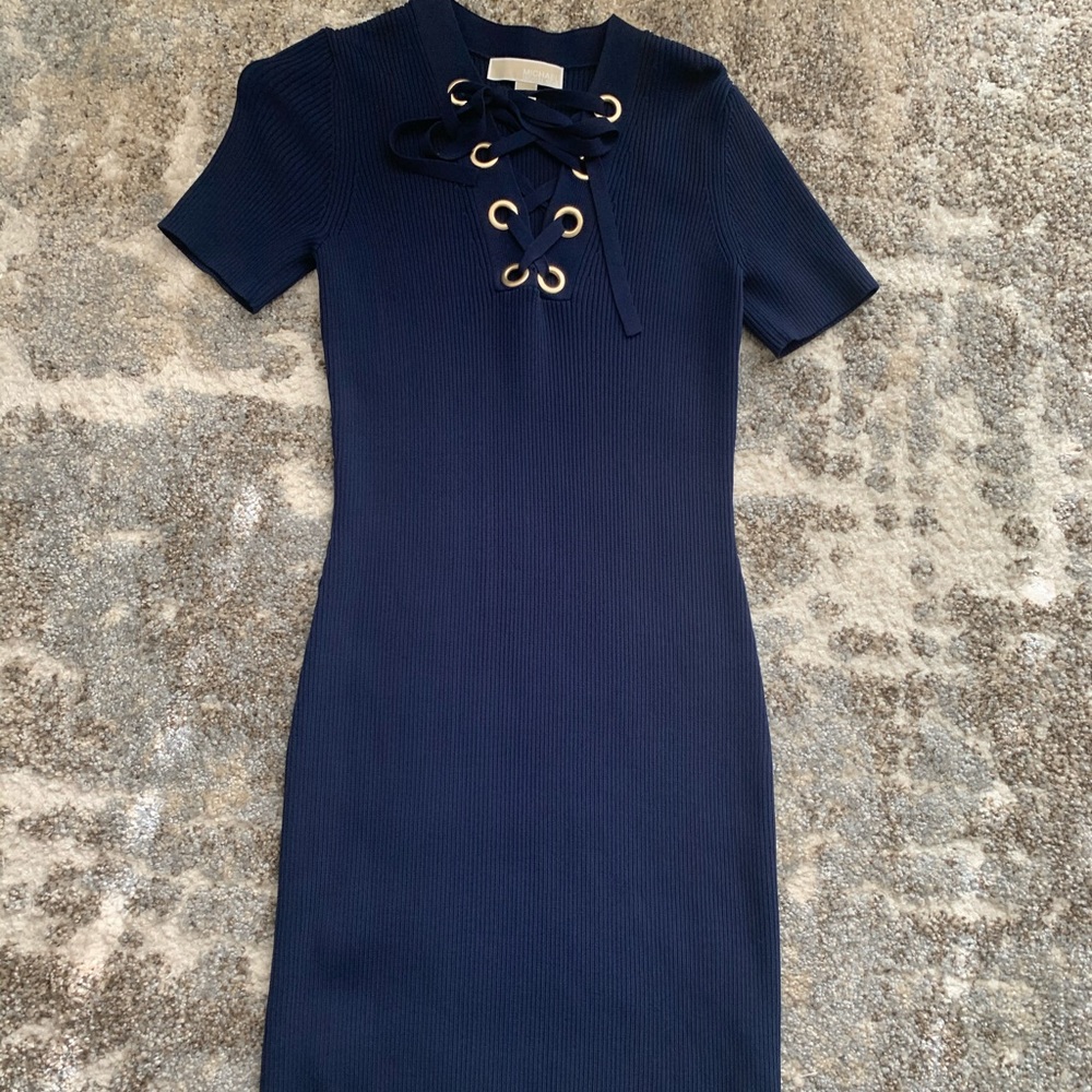 Michael Kors ribbed navy dress